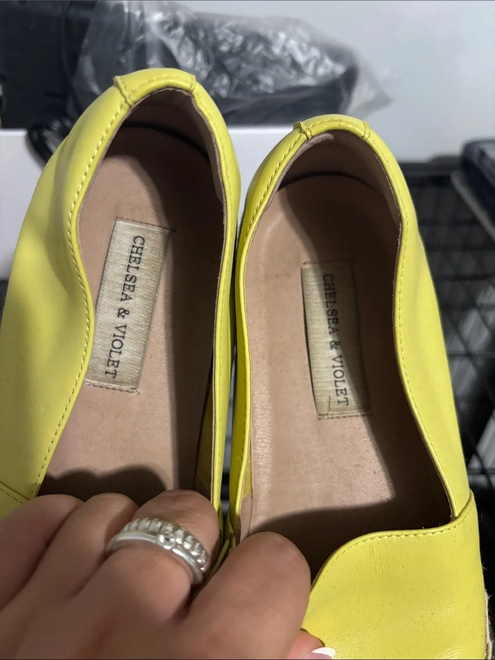 Chelsea & Violet Bright Yellow Leather Espadrille Flats